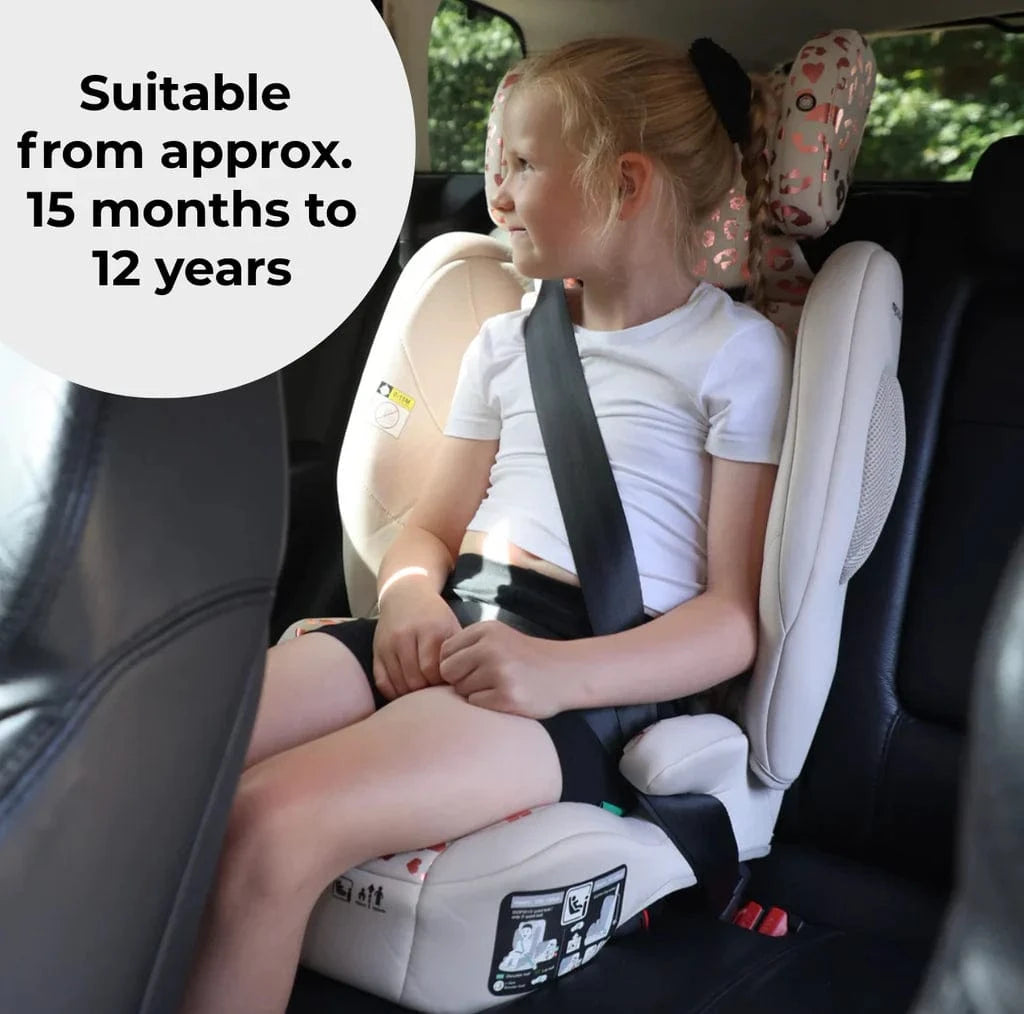 My Babiie Foldable i-Size Isofix Toddler Booster Seat - Blush Leopard My Babiie