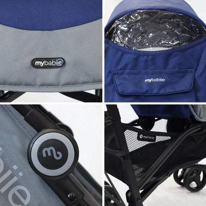 My Babiie MB02 Plus Lightweight Stroller Including Rain cover - Blue and Grey General My Babiie