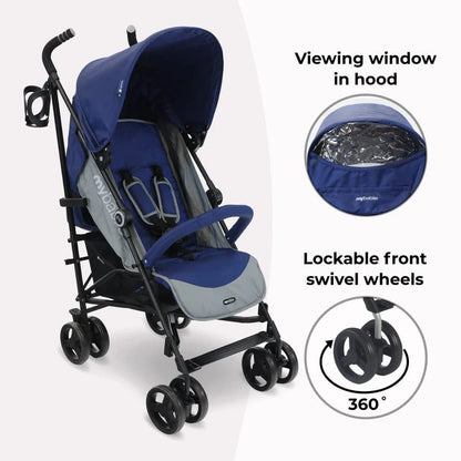 My Babiie MB02 Plus Lightweight Stroller Including Rain cover - Blue and Grey General My Babiie