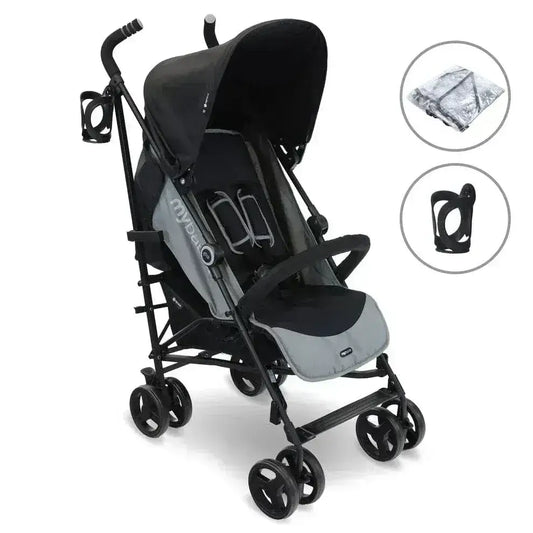 My Babiie MB02 Plus Lightweight Stroller including Rain cover - Black and Grey General My Babiie