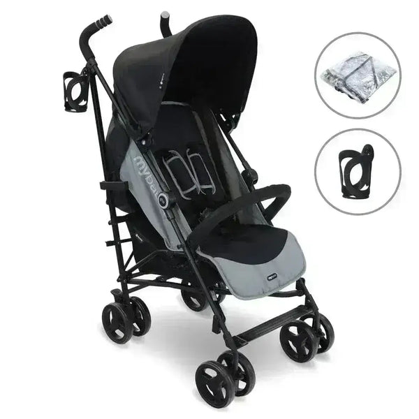 My Babiie General My Babiie MB02 Plus Lightweight Stroller including Rain cover  - Black and Grey