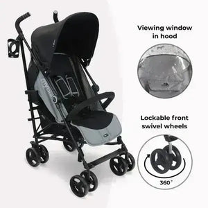 My Babiie General My Babiie MB02 Plus Lightweight Stroller including Rain cover  - Black and Grey