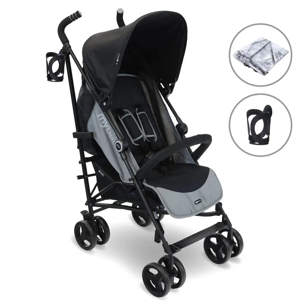 My Babiie MB02 Plus Lightweight Stroller including Rain cover - Black and Grey General My Babiie