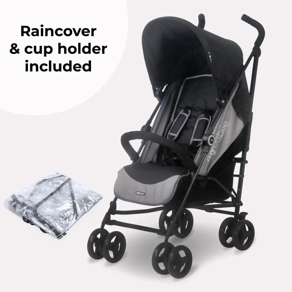 My Babiie MB02 Plus Lightweight Stroller including Rain cover - Black and Grey General My Babiie
