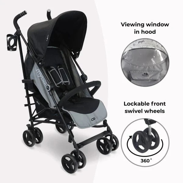 My Babiie MB02 Plus Lightweight Stroller including Rain cover - Black and Grey General My Babiie