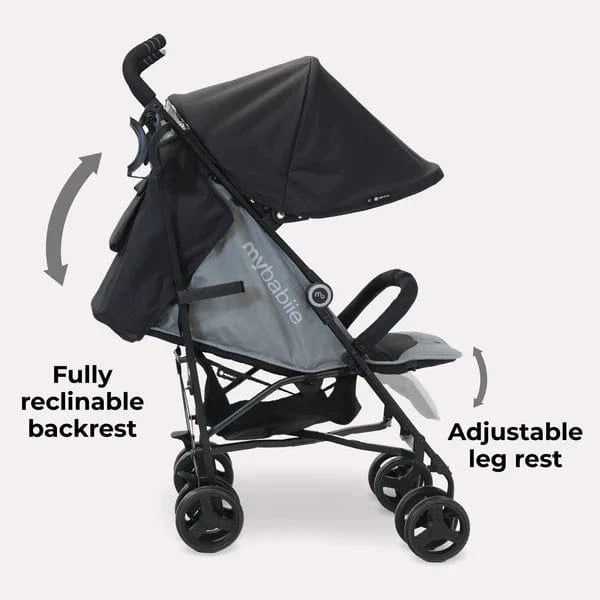 My Babiie MB02 Plus Lightweight Stroller including Rain cover - Black and Grey General My Babiie