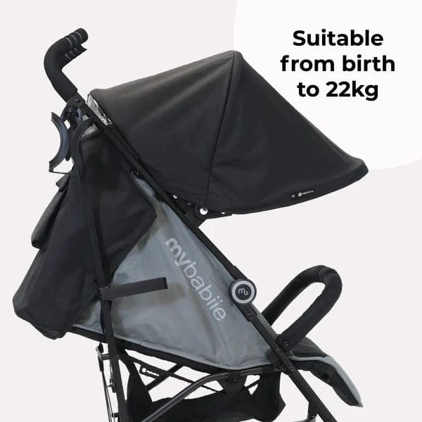 My Babiie MB02 Plus Lightweight Stroller including Rain cover - Black and Grey General My Babiie