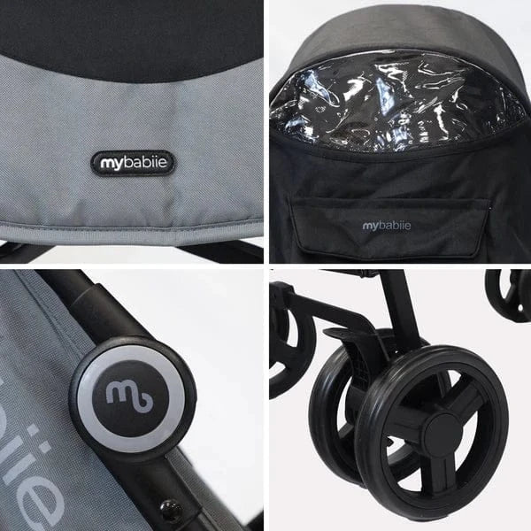 My Babiie MB02 Plus Lightweight Stroller including Rain cover - Black and Grey General My Babiie