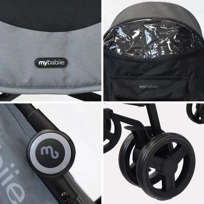 My Babiie MB02 Plus Lightweight Stroller including Rain cover - Black and Grey General My Babiie