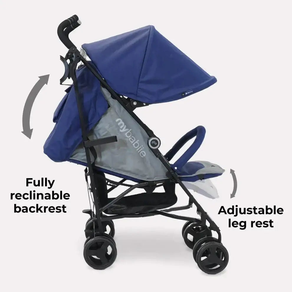 My Babiie MB02 Plus Lightweight Stroller Including Rain cover - Blue and Grey General My Babiie