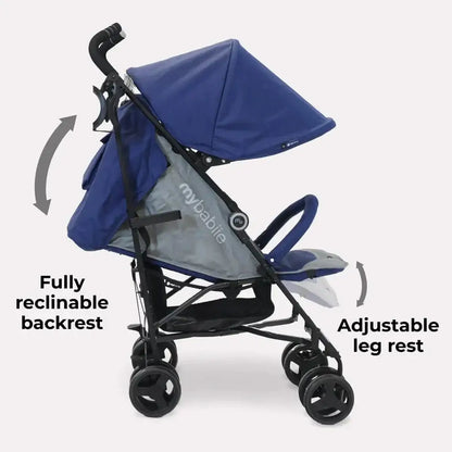 My Babiie MB02 Plus Lightweight Stroller Including Rain cover - Blue and Grey General My Babiie