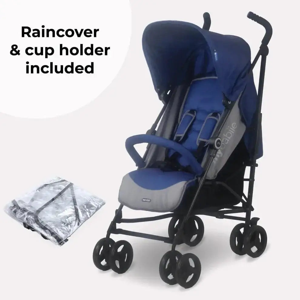 My Babiie MB02 Plus Lightweight Stroller Including Rain cover - Blue and Grey General My Babiie