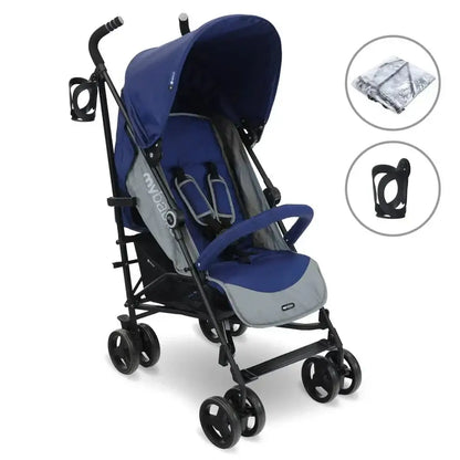 My Babiie MB02 Plus Lightweight Stroller Including Rain cover - Blue and Grey General My Babiie