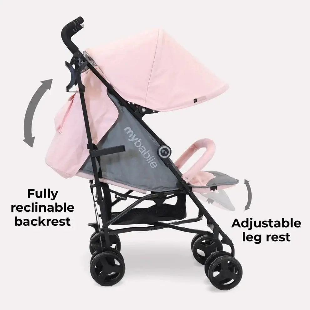 My Babiie MB02 Plus Lightweight Stroller including Rain Cover - Pink and Grey General My Babiie