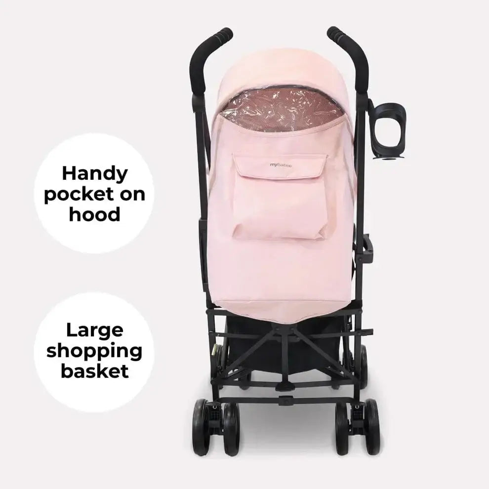 My Babiie MB02 Plus Lightweight Stroller including Rain Cover - Pink and Grey General My Babiie