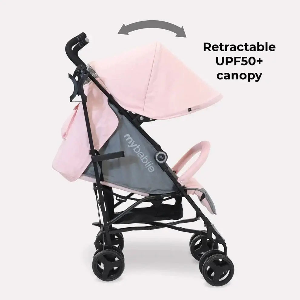 My Babiie MB02 Plus Lightweight Stroller including Rain Cover - Pink and Grey General My Babiie