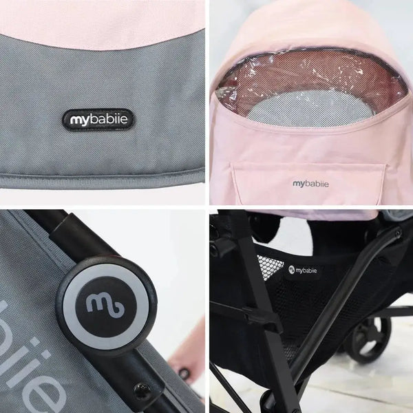 My Babiie MB02 Plus Lightweight Stroller including Rain Cover - Pink and Grey General My Babiie