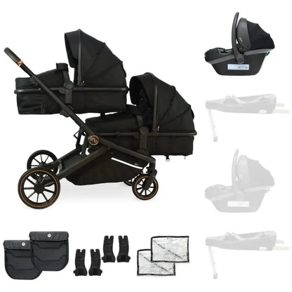 My Babiie MB33 Tandem Single to Double Pram - Black My Babiie Add One i-Size Infant Carrier