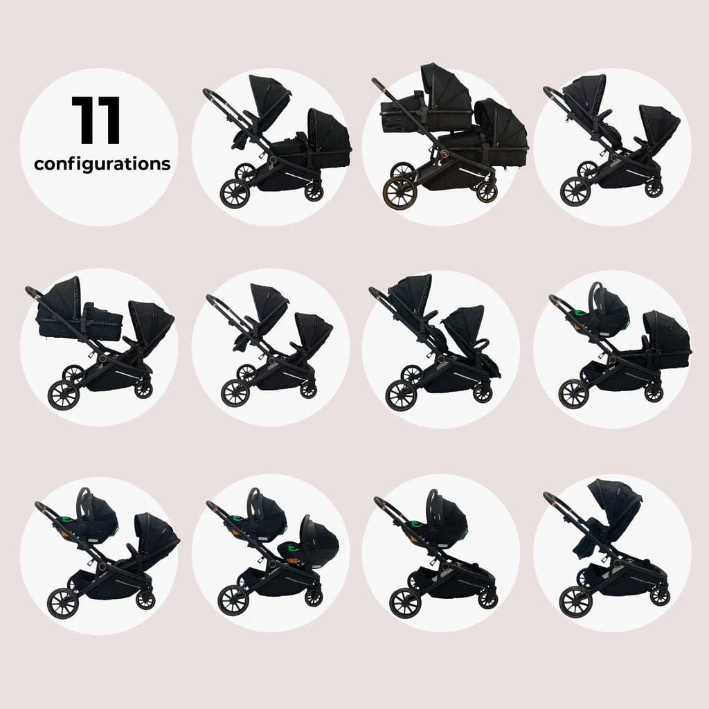 My Babiie MB33 Tandem Single to Double Pram Black Baby Boutique UK