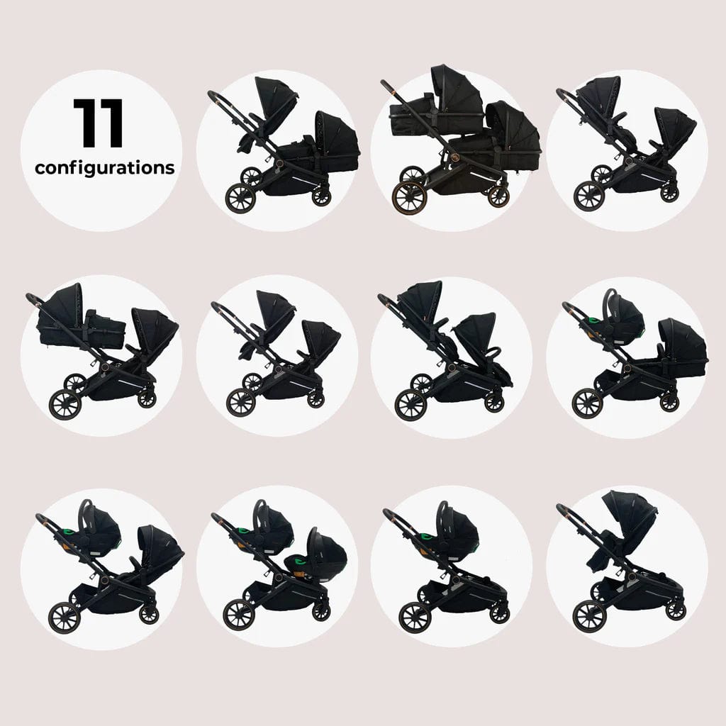 My Babiie MB33 Tandem Single to Double Pram -  Black  My Babiie   