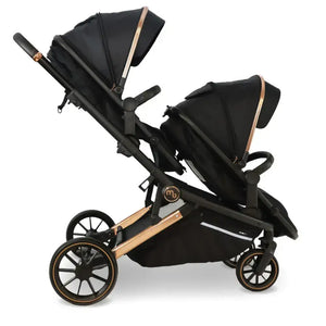 My Babiie My Babiie MB33 Tandem Single to Double Pram -  Black & Rose Gold | Twins & Siblings