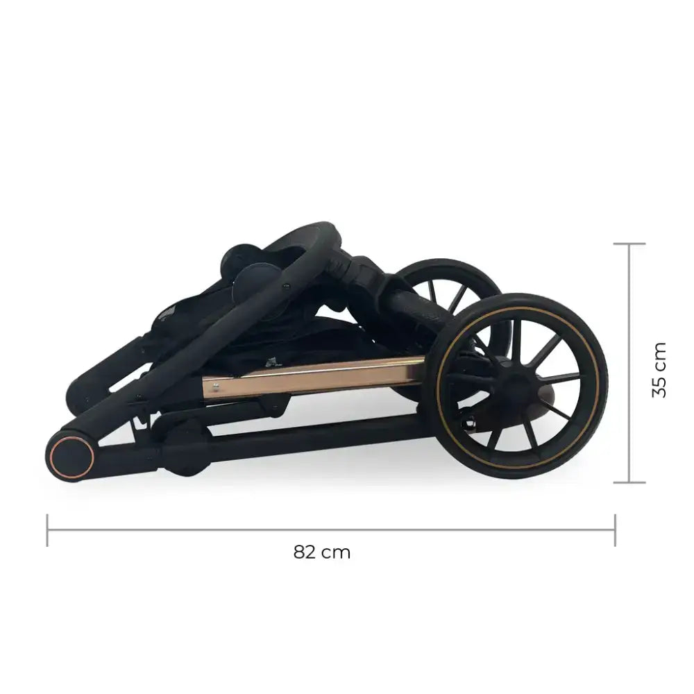 My Babiie My Babiie MB33 Tandem Single to Double Pram -  Black & Rose Gold | Twins & Siblings
