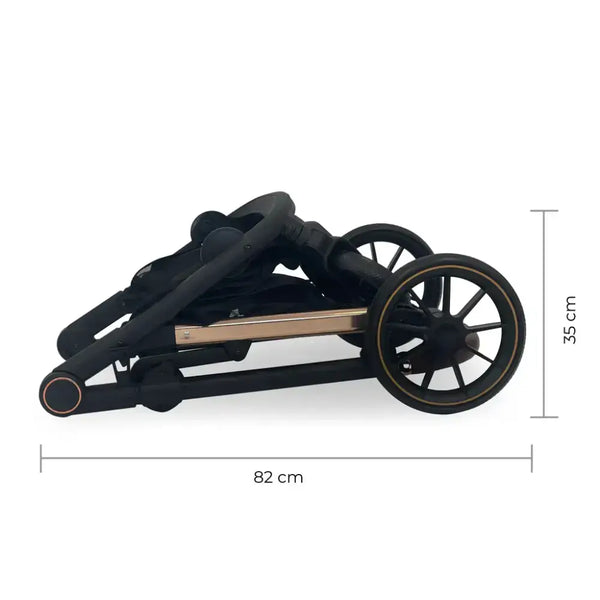 My Babiie My Babiie MB33 Tandem Single to Double Pram -  Black & Rose Gold | Twins & Siblings