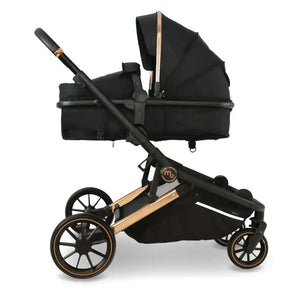 My Babiie My Babiie MB33 Tandem Single to Double Pram -  Black & Rose Gold | Twins & Siblings