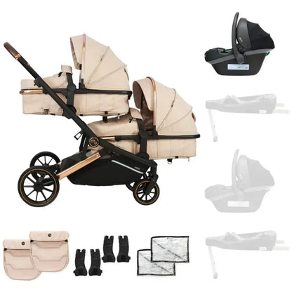 My Babiie MB33 Tandem Single to Double Pram - Giraffe Print My Babiie Add One i-Size Infant Carrier