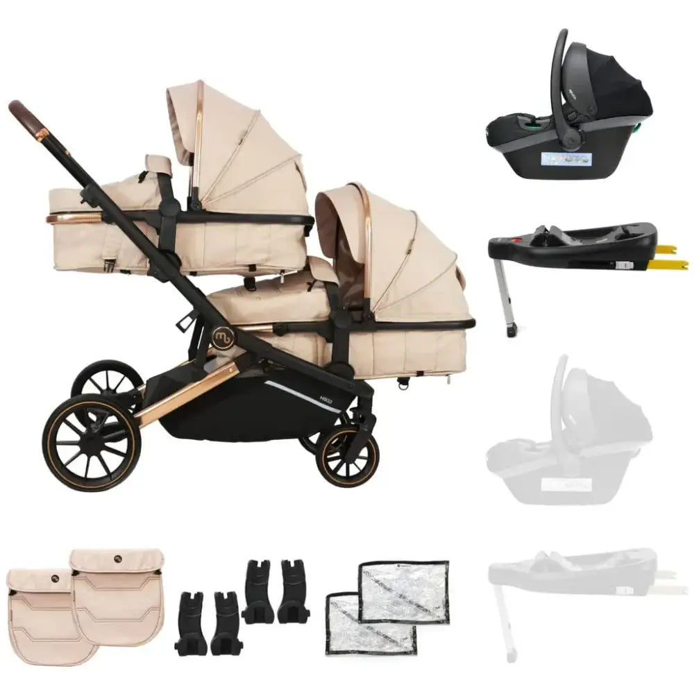 My Babiie MB33 Tandem Single to Double Pram - Giraffe Print My Babiie Add One i-Size Infant Carrier with Isofix Base