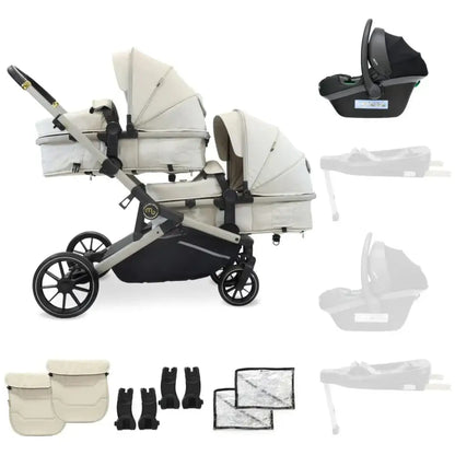 My Babiie MB33 Tandem Single to Double Pram - Ivory My Babiie Add One i-Size Car Seat