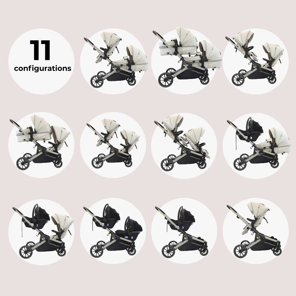 My Babiie MB33 Tandem Single to Double Pram - Ivory  My Babiie   