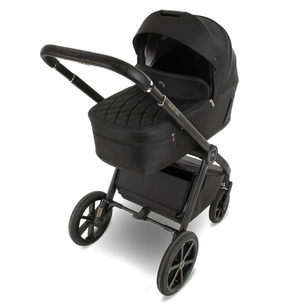 My Babiie MB450 Luxe 3-in-1 Travel System with Spin and Slide All Stages Bundle– Black My Babiie
