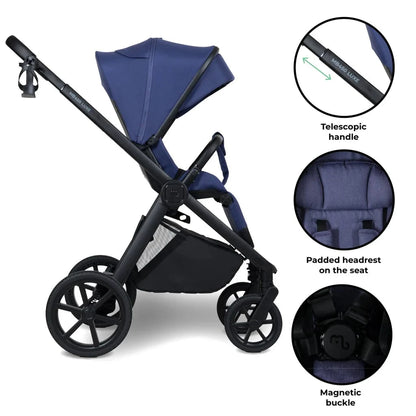 My Babiie MB450 Luxe 3-in-1 Travel System with Spin and Slide All Stages Bundle – Indigo My Babiie