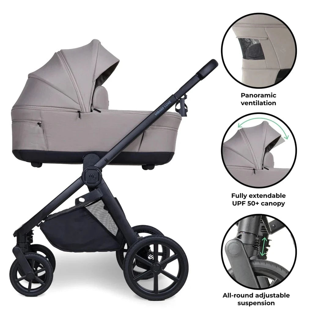 My Babiie MB450 Luxe 3-in-1 Travel System with Spin and Slide All Stages Bundle – Mink My Babiie