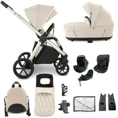 My Babiie MB450 Luxe 3-in-1 Travel System with Spin and Slide All Stages Bundle – Feather