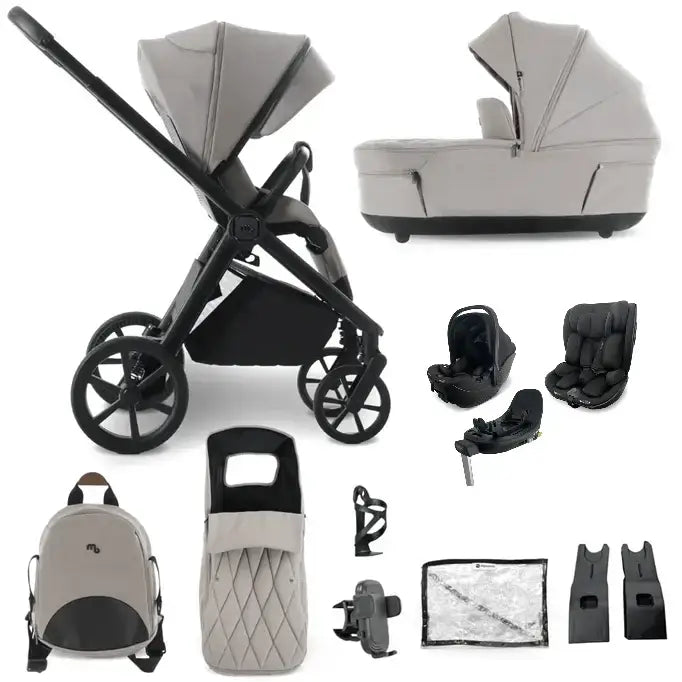 My Babiie MB450 Luxe 3-in-1 Travel System with Spin and Slide All Stages Bundle – Mink My Babiie