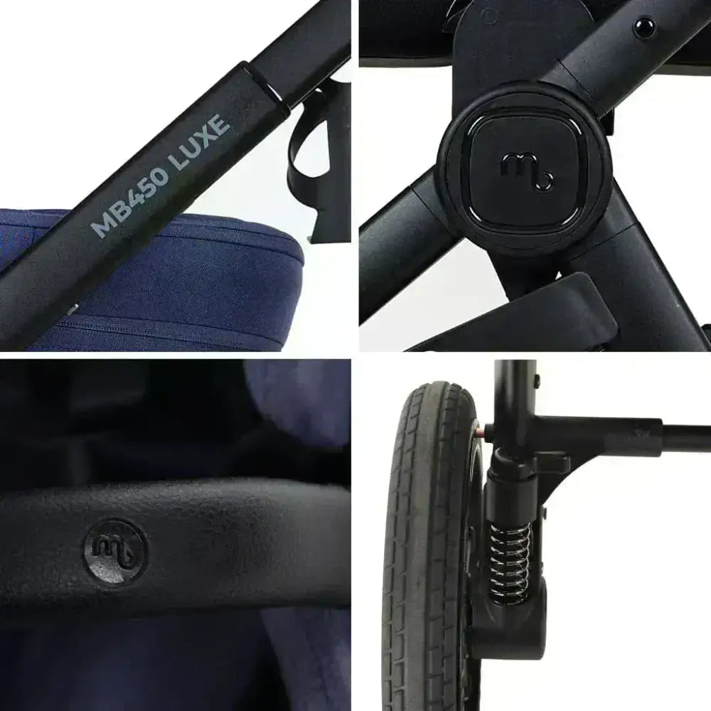 My Babiie MB450 Luxe 3-in-1 Travel System with Spin and Slide All Stages Bundle – Indigo My Babiie