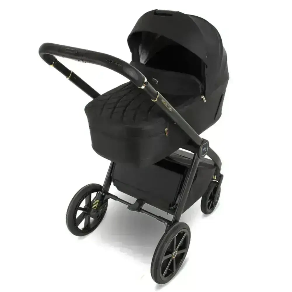 My Babiie MB450 Luxe 3-in-1 Travel System with Spin and Slide All Stages Bundle– Black My Babiie