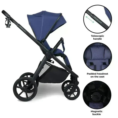 My Babiie MB450 Luxe 3-in-1 Travel System with Spin and Slide All Stages Bundle – Indigo My Babiie