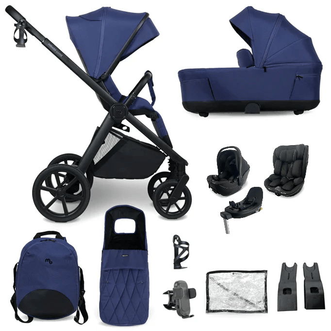 My Babiie MB450 Luxe 3-in-1 Travel System with Spin and Slide All Stages Bundle – Indigo My Babiie