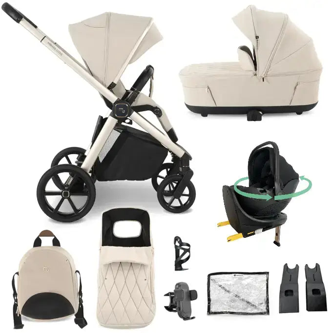 My Babiie MB450 Luxe 3-in-1 Travel System with Spin and Slide Car Seat and Isofix – Feather My Babiie