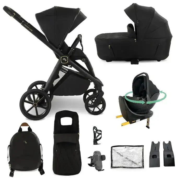 My Babiie My Babiie MB450 Luxe 3-in-1 Travel System with Spin and Slide Car Seat and Isofix– Black