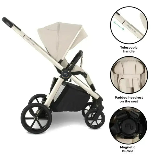 My Babiie MB450 Luxe 3-in-1 Travel System with Spin and Slide Car Seat and Isofix – Feather My Babiie