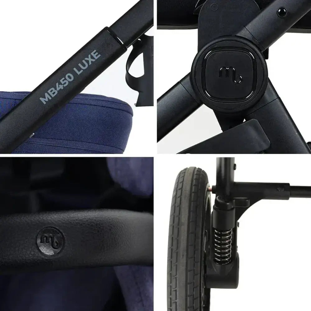 My Babiie MB450 Luxe 3-in-1 Travel System with Spin and Slide Car Seat and Isofix – Indigo My Babiie