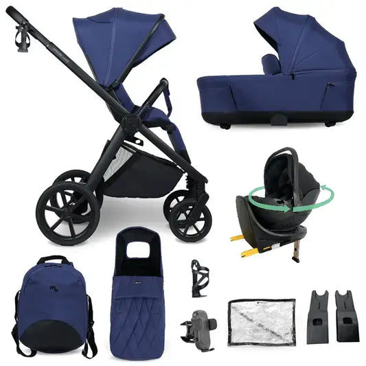 My Babiie MB450 Luxe 3-in-1 Travel System with Spin and Slide Car Seat and Isofix – Indigo My Babiie