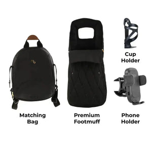 My Babiie MB450 Luxe 3-in-1 Travel System with Spin and Slide Car Seat and Isofix– Black My Babiie