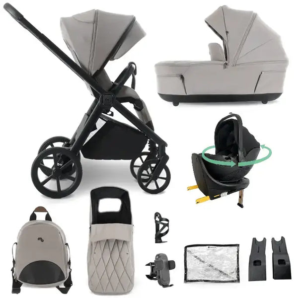My Babiie MB450 Luxe 3-in-1 Travel System with Spin and Slide Car Seat and Isofix – Mink My Babiie