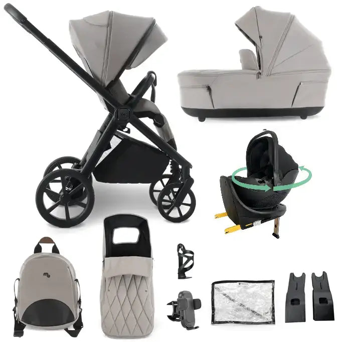My Babiie MB450 Luxe 3-in-1 Travel System with Spin and Slide Car Seat and Isofix – Mink My Babiie