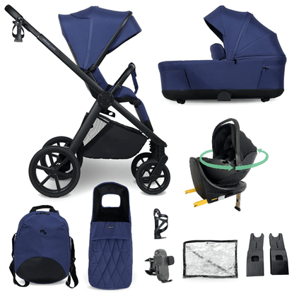 My Babiie MB450 Luxe 3-in-1 Travel System with Spin and Slide Car Seat and Isofix – Indigo My Babiie